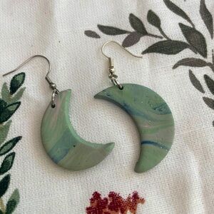 Marble moon earrings
